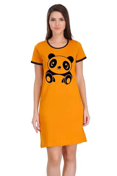 TheFashionClinic Cute Graphic Ringer Dress for Women | |100% Cotton| Size -XS