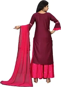 A-Line Multicoloured Embroidered Cotton Blend Kurta Bottom Set For Women-thumb1