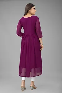 A-Line Purple Embroidered Georgette Kurta For Women-thumb1