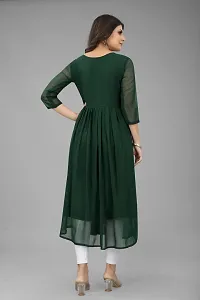 A-Line Green Embroidered Georgette Kurta For Women-thumb1