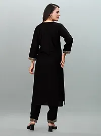 A-Line Black Applique Polyester Kurta Bottom Set For Women-thumb1