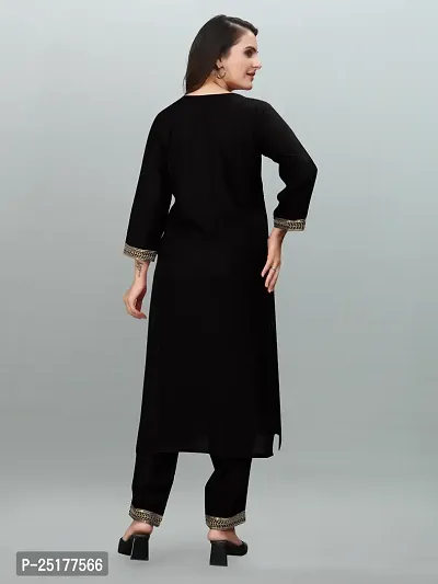 A-Line Black Applique Polyester Kurta Bottom Set For Women-thumb2
