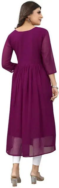 A-Line Purple Embroidered Georgette Kurta For Women-thumb1