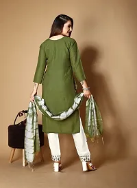 A-Line Green Embroidered Viscose Rayon Kurta Bottom Set For Women-thumb1