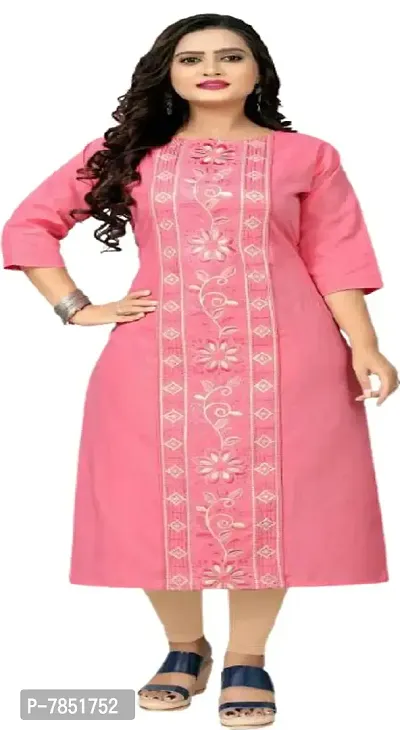 Stylish Pink Cotton Kurtas For Women-thumb0