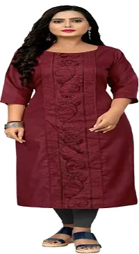 Stylish Maroon Cotton Kurtas For Women-thumb1