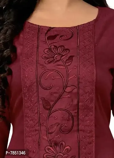 Stylish Maroon Cotton Kurtas For Women-thumb2