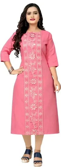 Stylish Pink Cotton Kurtas For Women-thumb0