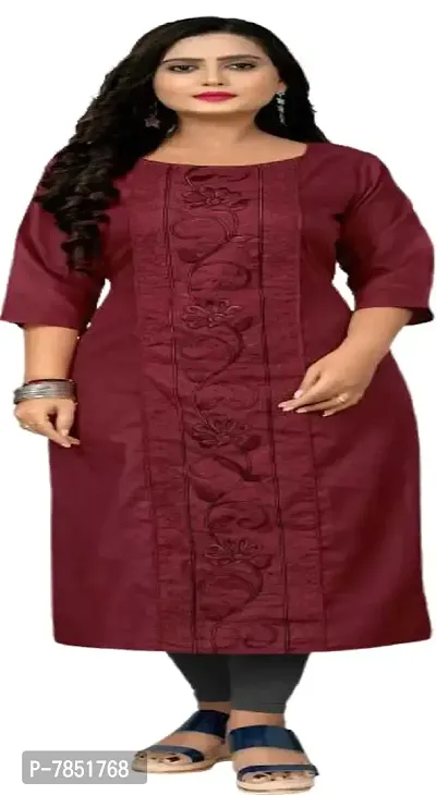 Stylish Maroon Cotton Kurtas For Women-thumb2