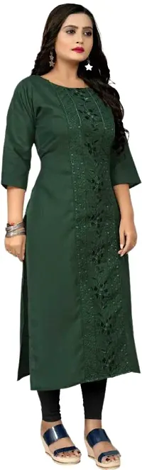 Stylish Green Cotton Kurtas For Women-thumb1