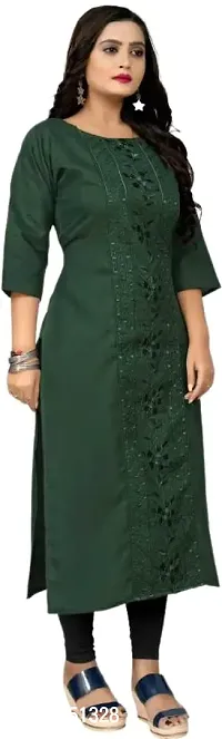Stylish Green Cotton Kurtas For Women-thumb2