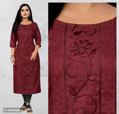 Classic Cotton Blend Embroidered Kurtis for Women-thumb0