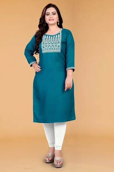 Fancy Cotton Blend Embroidered Straight Kurta