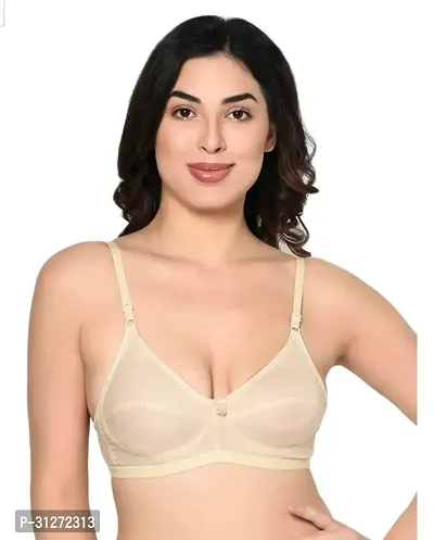 Stylish Golden Cotton Solid Bra For Women-thumb0