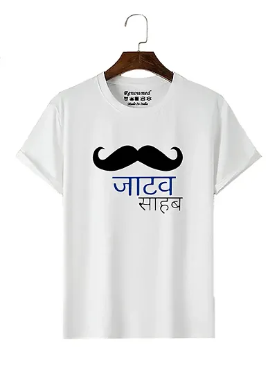 Pretty Latest Jatav Design Printed Round Neck Half Sleeve White T-Shirt For Man