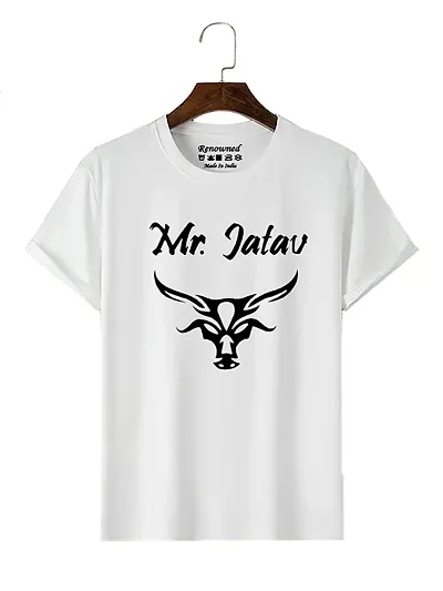 Trendy Men Jatav Printed Round Neck White T-Shirt