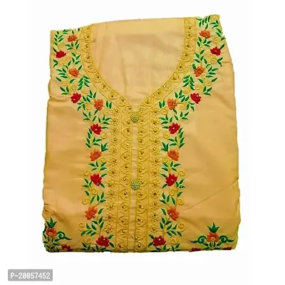 Elegant Cotton Blend Embroidered Dress Material with Dupatta For Women-thumb0