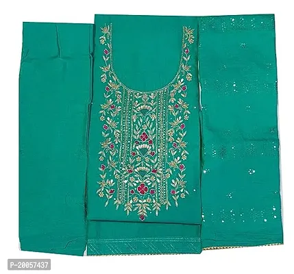 Elegant Cotton Blend Embroidered Dress Material with Dupatta For Women-thumb0