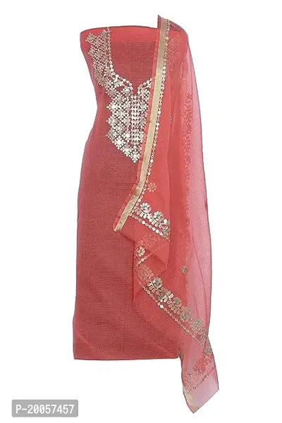 Elegant Cotton Blend Embroidered Dress Material with Dupatta For Women-thumb0