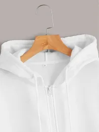 Elegant White Fleece Solid Long Sleeves Sweatshirts For Men-thumb1