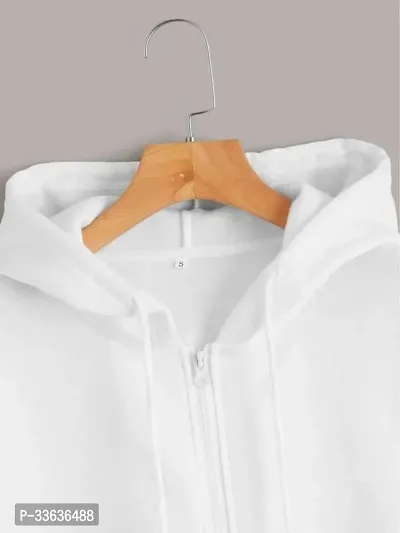 Elegant White Fleece Solid Long Sleeves Sweatshirts For Men-thumb2