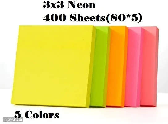 Sticky Notes 3X3 Neon Glue Sticky Notes Self Adhesive 400 Sheets (80 x 5) ,5 Colors