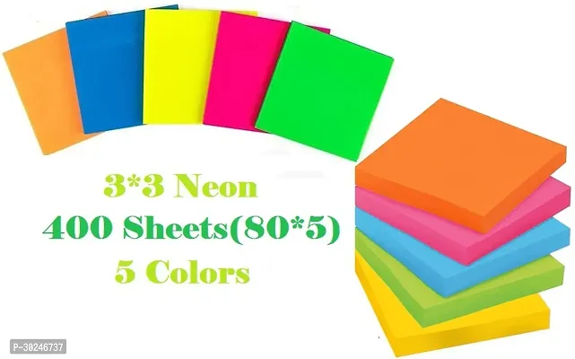 400 Sheets (3X3) Fluorescent Paper Self Adhesive And Removable Sticky Notes