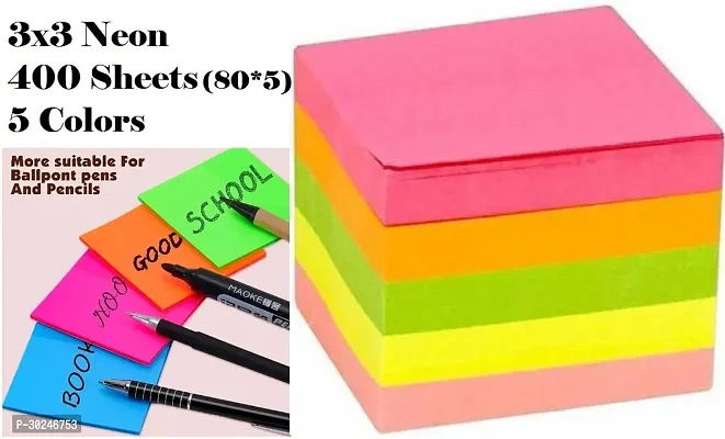 Sticky Notes Self-Sticky Notes Pad Post At Office,400Sheets 3X3Neon (80 x 5) 5Colors