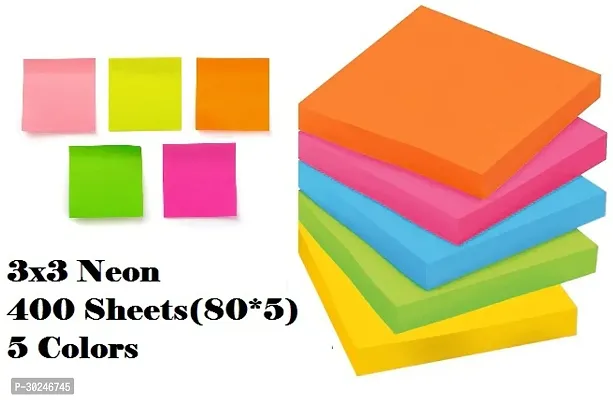 Creative Colorful 400 Sheets Post Sticky Notes Stationary3X3 Neon, (80 x 5)