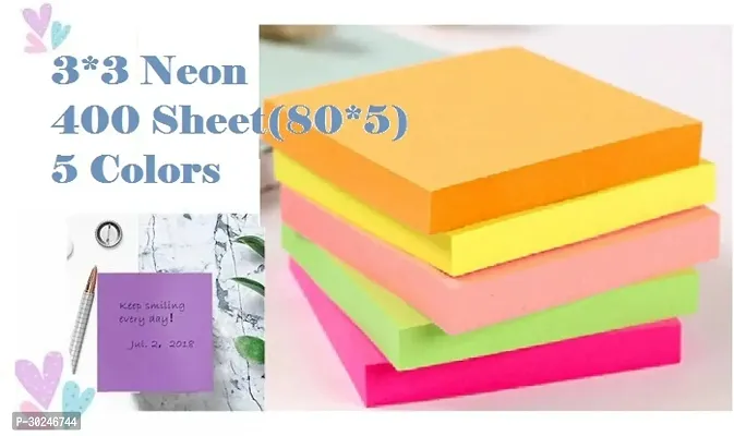 Neon Color 400 Sheet Colorful Sticky Note,Stationary3X3 Neon, (80 x 5)  5 Colors-thumb0