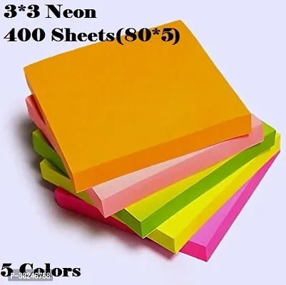 Sticky Note Bright Colorful Sheets Strong Self-Stick 400 Sheets,3X3 Neon, (80 x 5)-thumb0