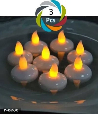 Diwali Reusable Water Floating Smokeless Tealight Led Candles(White, Pack of 3)-thumb0