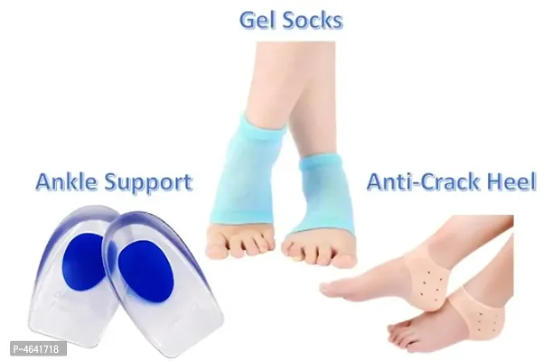 AirSoft Pack Of 3 Anti-Crack Heel, Gel Socks & Ankle Support (Mega Pack, Free Size)