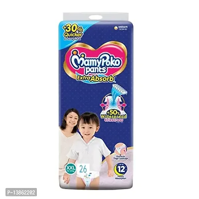 MamyPoko Pants Extra Absorb baby Diapers, XXL (15 - 25 kg), Pack of 26 Cotton Diaper for Babies