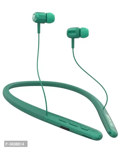 TECHFIRE FIRE 200 Platinum Series Neckband- Low Price Bluetooth Neckband headphone Bluetooth Headset  (Green, In the Ear)-thumb0