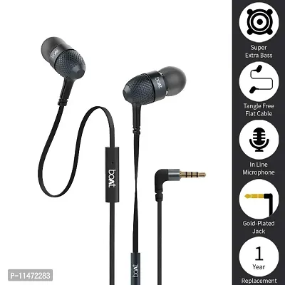 Boat BassHeads 228 Extra Bass with Mic with Pouch in Ear Wired Earph-thumb0