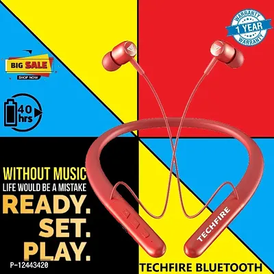 TECHFIRE F-550 40 Hours Playtime Bluetooth Wireless Neckband headphones Earphone Bluetooth Headset-thumb0