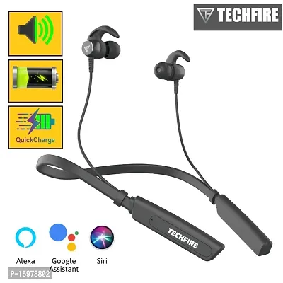 Techfire Fire-500 Pro 40 Hours Playtime Bluetooth Neckband High Bass Bluetooth Headset Bluetooth Headset-thumb0
