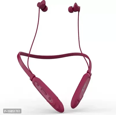 Aroma NB128 Adventure 50 Hours Playtime Fast Charging, Dual Pairing Bluetooth Neckband Bluetooth Headset  (Cherry, In the Ear)-thumb0