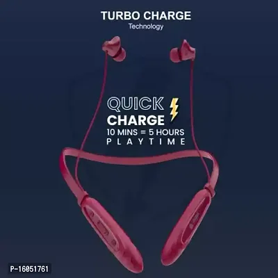 Aroma NB128 Adventure 50 Hours Playtime Fast Charging, Dual Pairing Bluetooth Neckband Bluetooth Headset  (Cherry, In the Ear)-thumb4