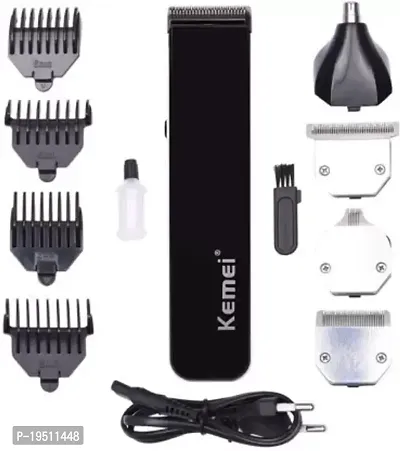 Kemei KM 3580 4 in 1 Rechargeable Grooming Kit Trimmer 45 min Runtime 4 Length Settings  (Black)-thumb0