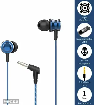 boAt BassHeads 152 with HD Sound, in-line mic, Wired Headset  (Blue, Black, In the Ear)-thumb3