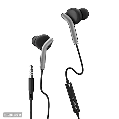 ZEBRONICS Zeb-Bro in Ear Wired Earphones with Mic, 3.5mm Audio Jack, 10mm Drivers, Phone/Tablet Compatible(Black)-thumb0
