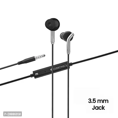 ZEBRONICS Zeb-Bro in Ear Wired Earphones with Mic, 3.5mm Audio Jack, 10mm Drivers, Phone/Tablet Compatible(Black)-thumb3