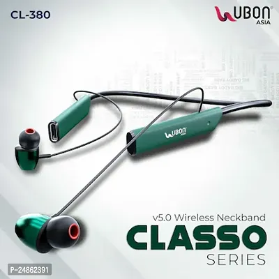 Ubon Classo Series CL-380 with In-built Mic , Upto 24 Hours Playtime Wireless v5.0 Bluetooth Headset  (Green, In the Ear)-thumb2