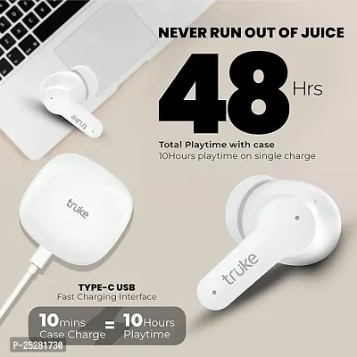 truke Buds S2 Lite True Wireless Made in India Earbuds with MEMS Quad-Mic ENC, 48H Playtime, 10mm Real Titanium Speaker, Gaming Mode, Type-C Fast Charge, AAC Codec, BT 5.1, IPX4 (White)-thumb3