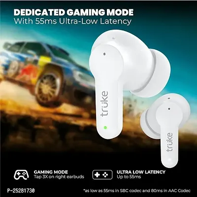 truke Buds S2 Lite True Wireless Made in India Earbuds with MEMS Quad-Mic ENC, 48H Playtime, 10mm Real Titanium Speaker, Gaming Mode, Type-C Fast Charge, AAC Codec, BT 5.1, IPX4 (White)-thumb4