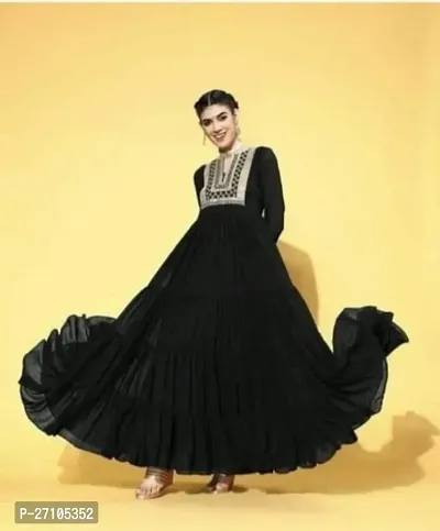 Stylish Black Georgette Gown For Women-thumb0
