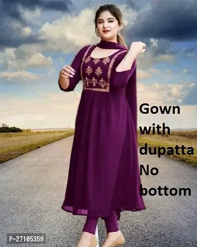 Stylish Purple Georgette Kurta with Bottom And Duppata For Women