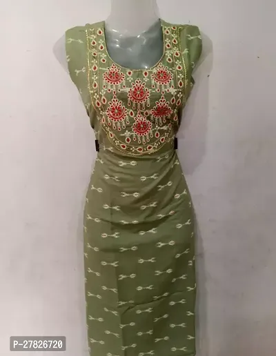 A Line Green Printed Cotton Silk Kurta-thumb0